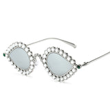 Fashion Metal Small Frame Diamond Sun Glasses