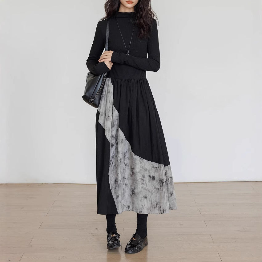Cold Wind Black Irregular Inner Dress