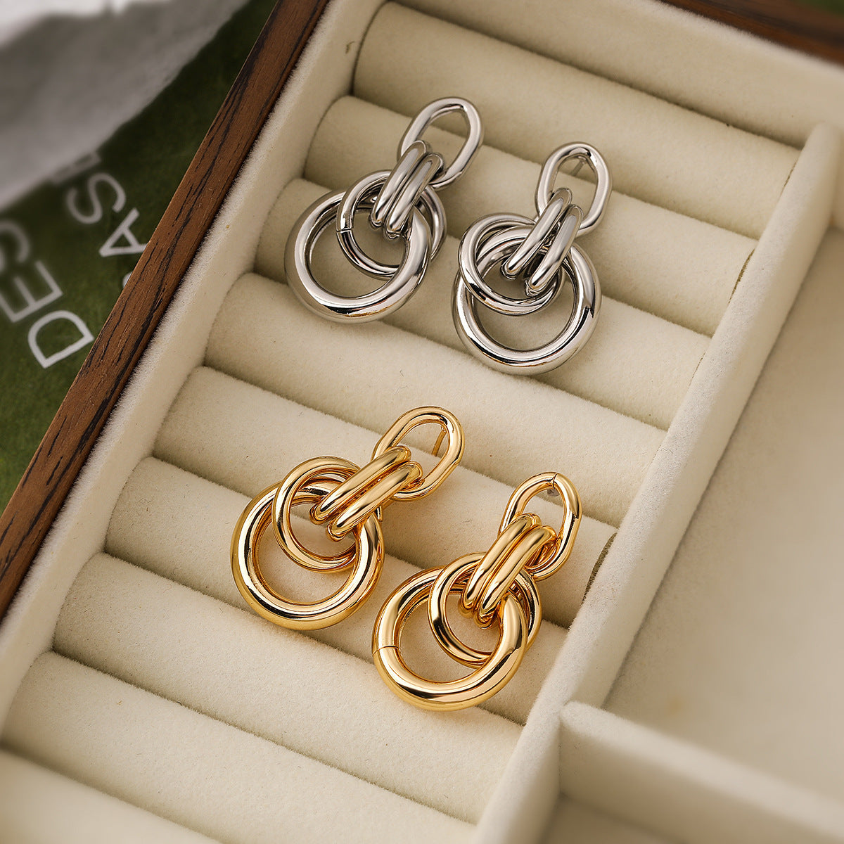 Real Gold Geometric Earrings For Women INS High-profile Temperament Wild