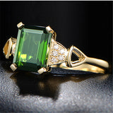 Gold Plated Emerald Square Diamond Ring