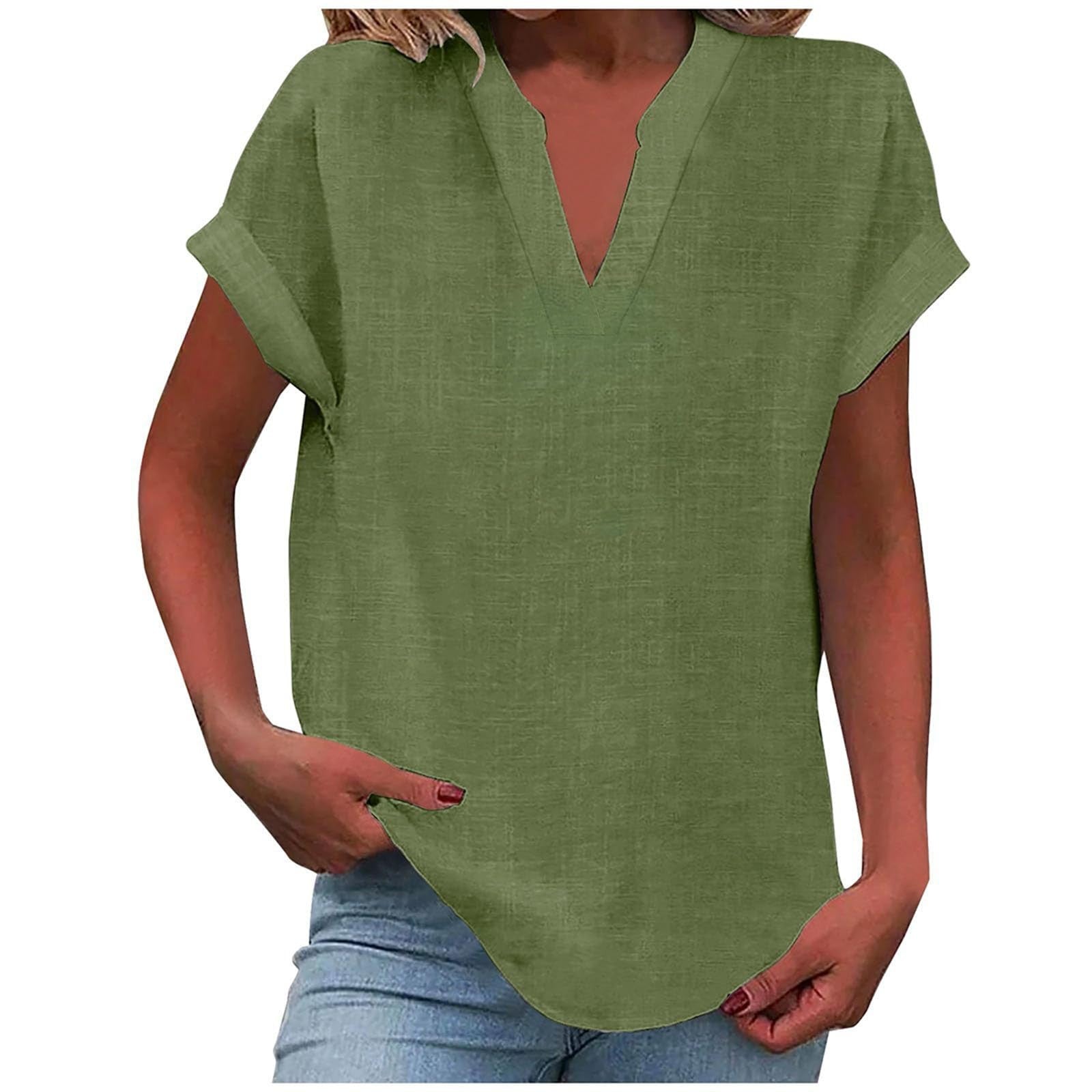 Solid Color Short Sleeve Women's Shirt
