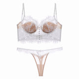 Women's French Thin Cotton Lace Bra Panties Set