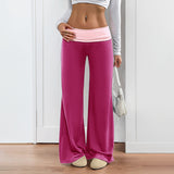 Women's Low Waist Color Matching Casual Sports Wide-leg Pants