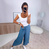 High Waist Casual Draping Pleated Straight-leg Pants