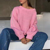 Simple Round Neck Long Sleeve Lining Sweaters Women's Clothing