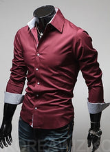 Plaid Color Matching Casual Plus Size Men's Shirt
