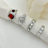 European And American Multi-color Retro Color Resin Gas Female Ring Four-piece Set