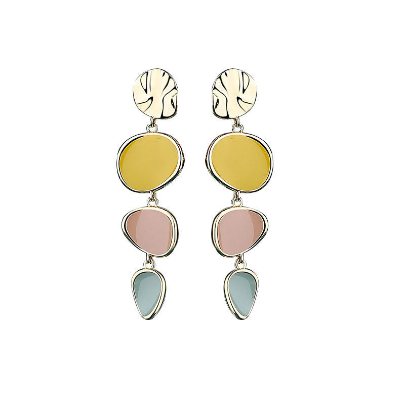 Sterling Silver Needle Morandi Design Sense Wafer Simple Vintage Earrings