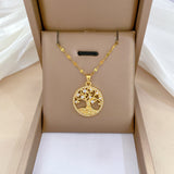 Gold-plated Micro-inlaid Full Rhinestone Zircon Lucky Tree Light Luxury Cross-border Necklace