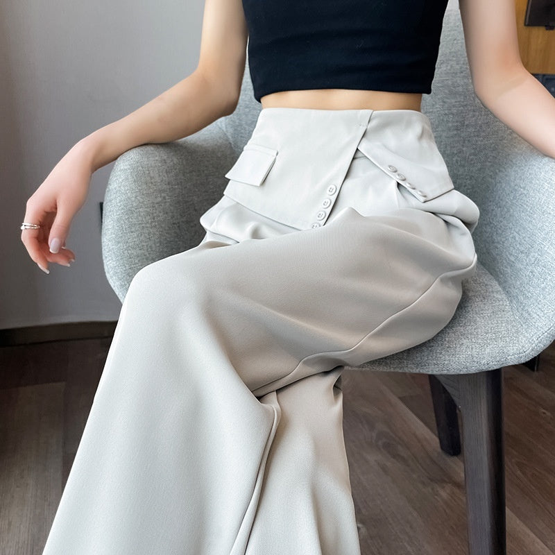 Summer Thin Design Sense High Waist Drooping Chiffon Wide Leg Loose Straight Casual Pants