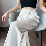 Summer Thin Design Sense High Waist Drooping Chiffon Wide Leg Loose Straight Casual Pants