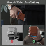 Slim Minimalist Wallet With ID Window,Pop Up Card Holder With Money Pocket Smart Wallet For Men RFID Blocking Metal Card Case