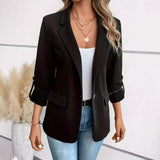 Fall Winter Fashion Pure Color All-matching Long Sleeve Suit Coat