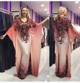 African Plus Size Women's Printed Pattern Bat Sleeve Dress