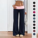 Women's Low Waist Color Matching Casual Sports Wide-leg Pants