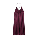 Elegant Silk Satin Texture Sling Loose Length Dress