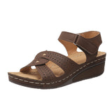 Wedge Heels Sandals Summer Shoes With Velcro Roman Shoes