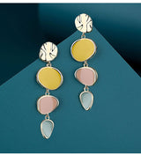 Sterling Silver Needle Morandi Design Sense Wafer Simple Vintage Earrings