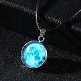 Time Stone Christmas Moon Night Sky Luminous Alloy Pendant Necklace