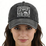 2pcs I Paused My Game To Be Here Baseball Cap,Gamer Gifts For Men Women, Adjustable Embroidered Wash Cotton Baseball Cap