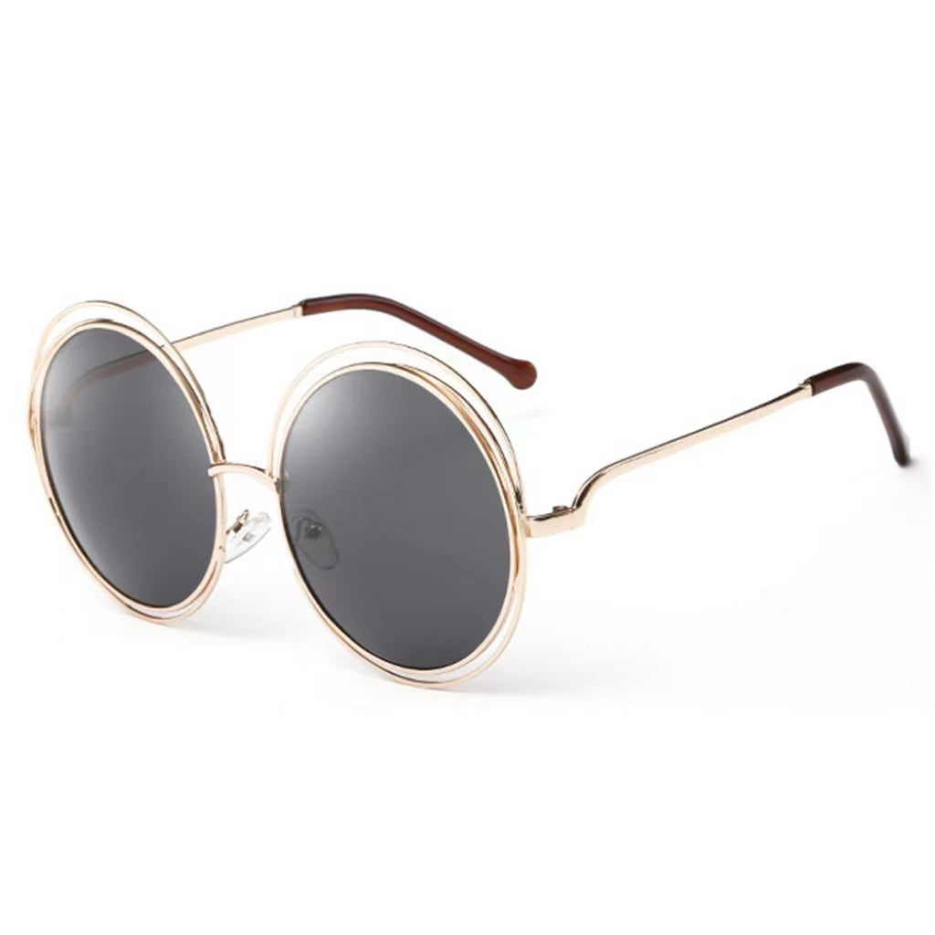 Large Frame Round Frame Women's Sun Glasses True Film Ink Mirror Flat Light Mirror