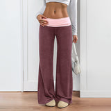Women's Low Waist Color Matching Casual Sports Wide-leg Pants