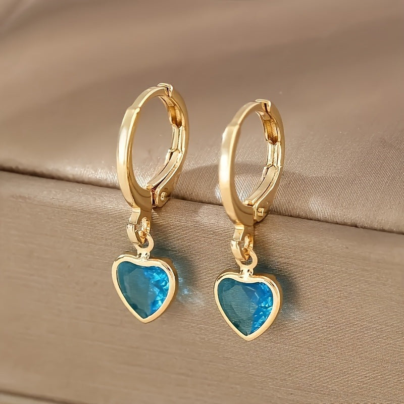 Elegant Colorful Heart-shaped Zircon Earrings Earrings All-match Earrings Women