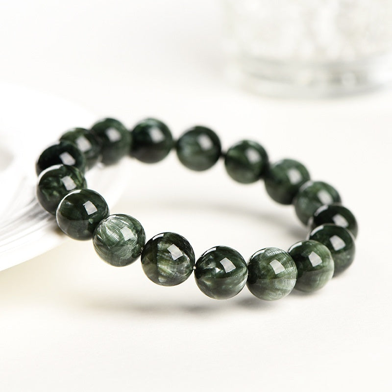 Natural Green Dragon Crystal Round Beads Bracelet
