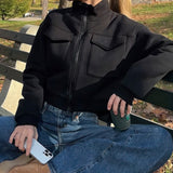New Pure Color Slimming Loose Short Hot Girl Turtleneck Coat