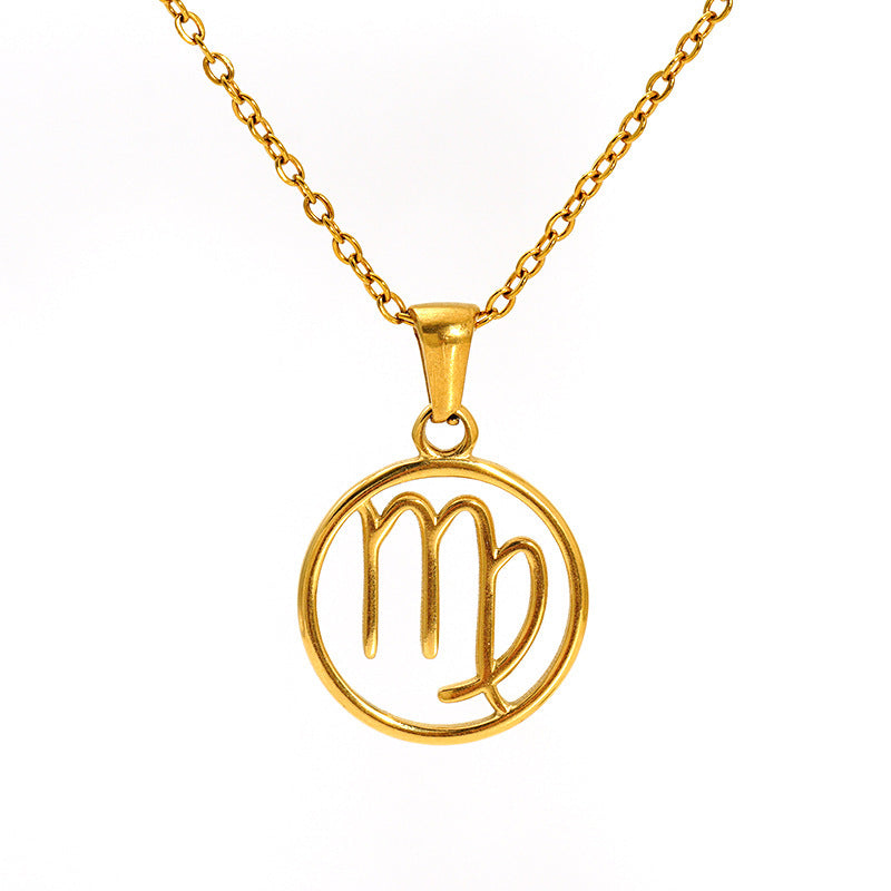 Fashion Titanium Steel Necklace Twelve Constellation