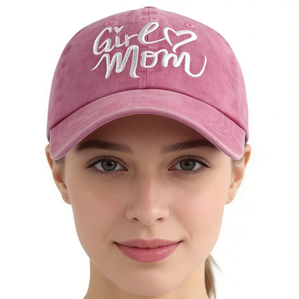 Girl Mom Hats Mothers Birthday Gifts For Women, Adjustable Embroidered Wash Cotton Baseball Cap