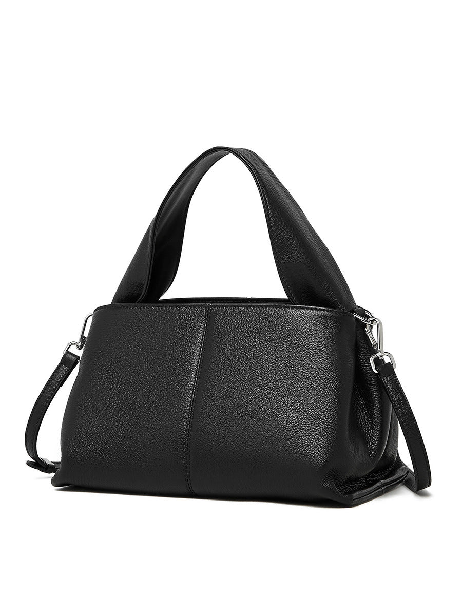 Female Solid Color Retro Texture Top Layer Cowhide Messenger Bag