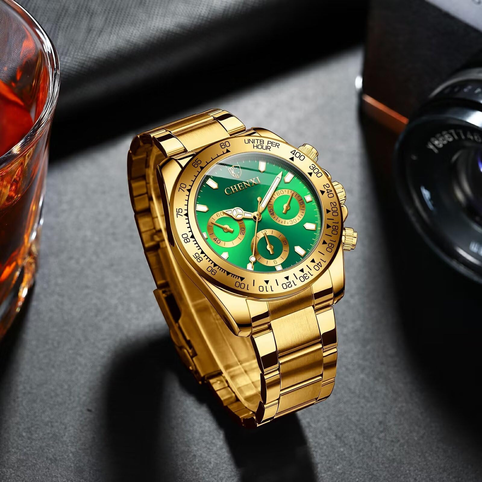 FANMIS Classics Business Analog Watch Big Face Quartz Luminous Waterproof Analog Quartz Stainless Steel Watch Elegant Gift Watch for Men