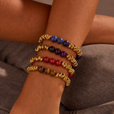 Retro Design Natural Stone Stainless Steel Bracelet Plated With Real Gold Special-interest