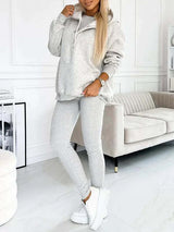 Casual Hooded Sweater Thickened Thread Fitted Vest Pants Three-piece Set