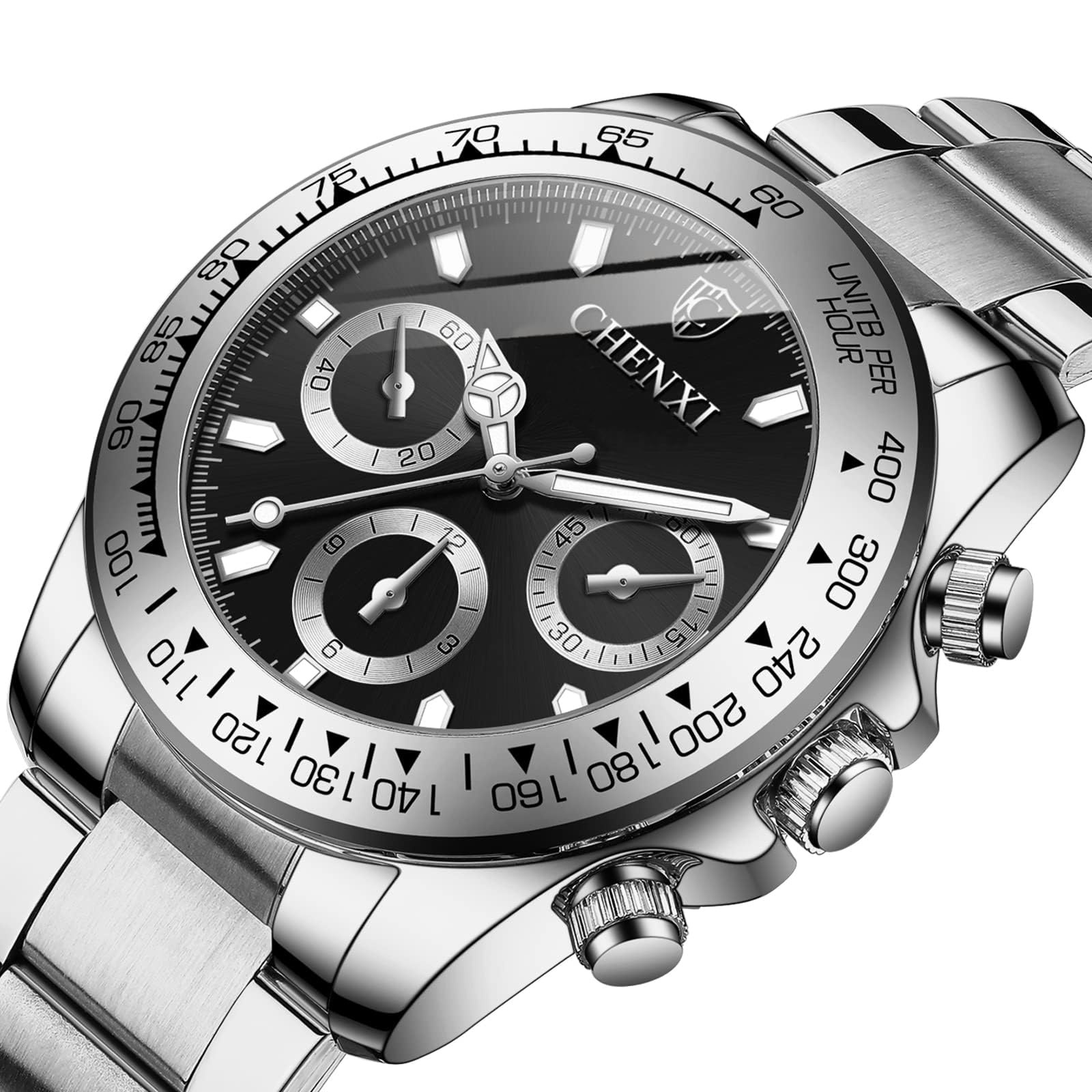 FANMIS Classics Business Analog Watch Big Face Quartz Luminous Waterproof Analog Quartz Stainless Steel Watch Elegant Gift Watch for Men