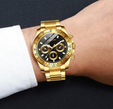 FANMIS Classics Business Analog Watch Big Face Quartz Luminous Waterproof Analog Quartz Stainless Steel Watch Elegant Gift Watch for Men