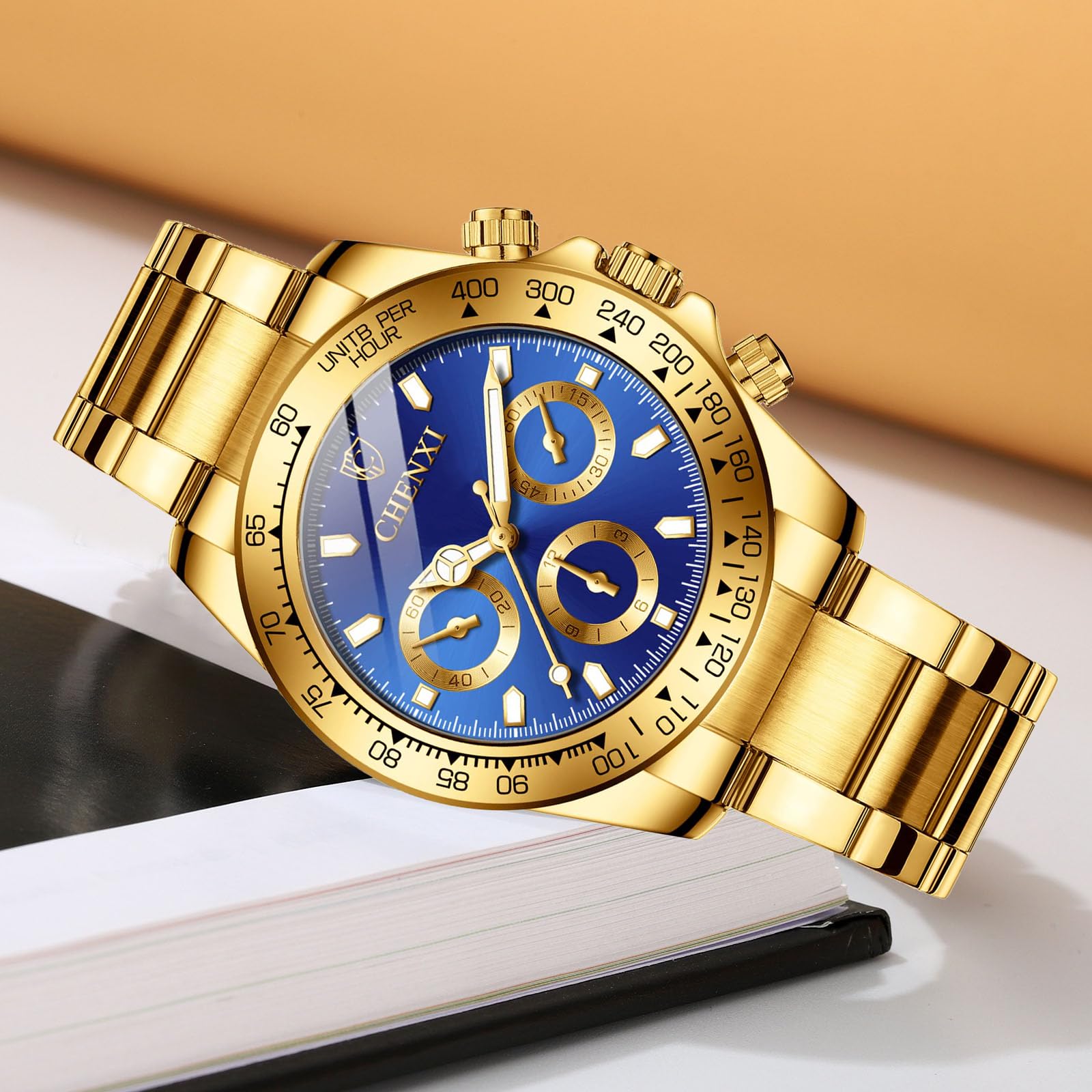 FANMIS Classics Business Analog Watch Big Face Quartz Luminous Waterproof Analog Quartz Stainless Steel Watch Elegant Gift Watch for Men