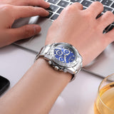 FANMIS Classics Business Analog Watch Big Face Quartz Luminous Waterproof Analog Quartz Stainless Steel Watch Elegant Gift Watch for Men