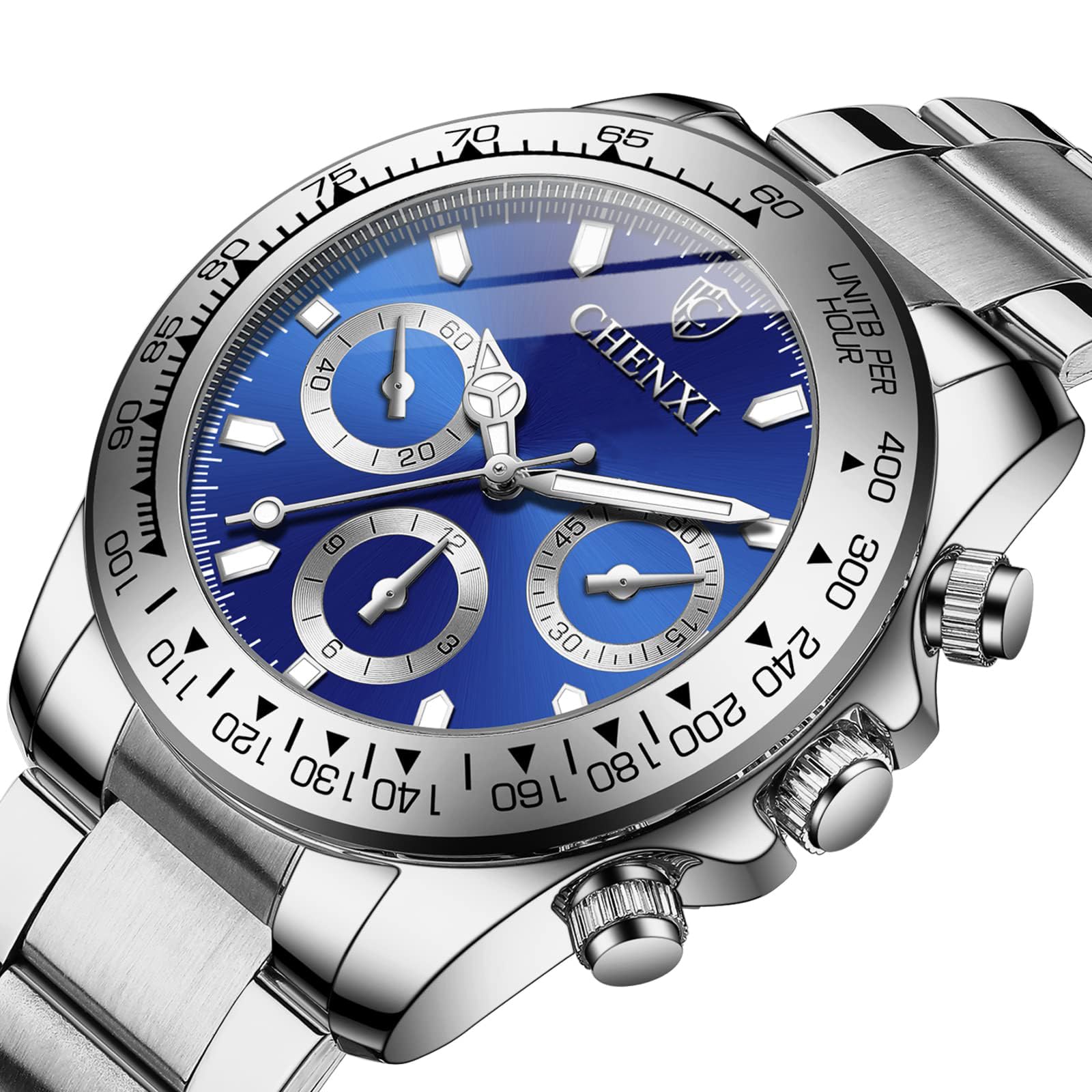 FANMIS Classics Business Analog Watch Big Face Quartz Luminous Waterproof Analog Quartz Stainless Steel Watch Elegant Gift Watch for Men