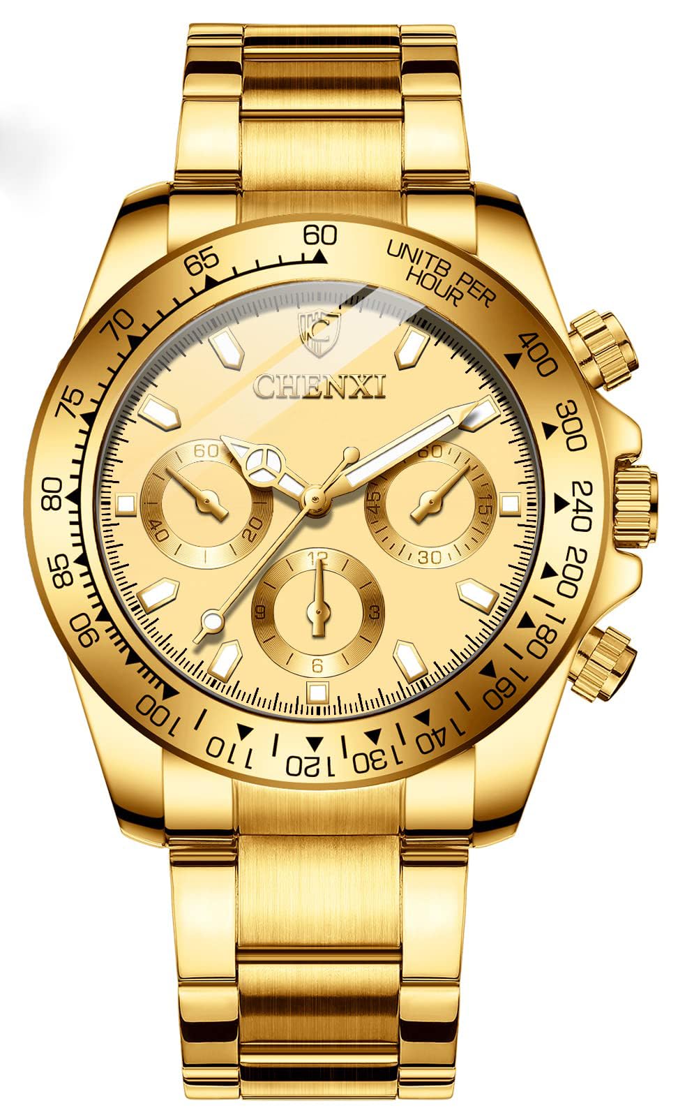 FANMIS Classics Business Analog Watch Big Face Quartz Luminous Waterproof Analog Quartz Stainless Steel Watch Elegant Gift Watch for Men