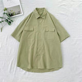 Men's Summer Korean Style Handsome Workwear Tops Shirt