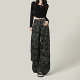 Women's American-style Wide-leg Camouflage Jeans