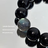 Natural Silver Stone Bracelet Vintage Natural Obsidian Neutral Crystal Bracelet