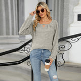 Solid Color Loose Long Sleeve T-shirt Fashion Casual Tops For Women Clothing