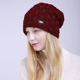 Knitted woolen wave pattern moon ear cap
