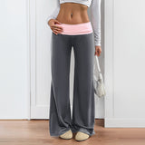 Women's Low Waist Color Matching Casual Sports Wide-leg Pants