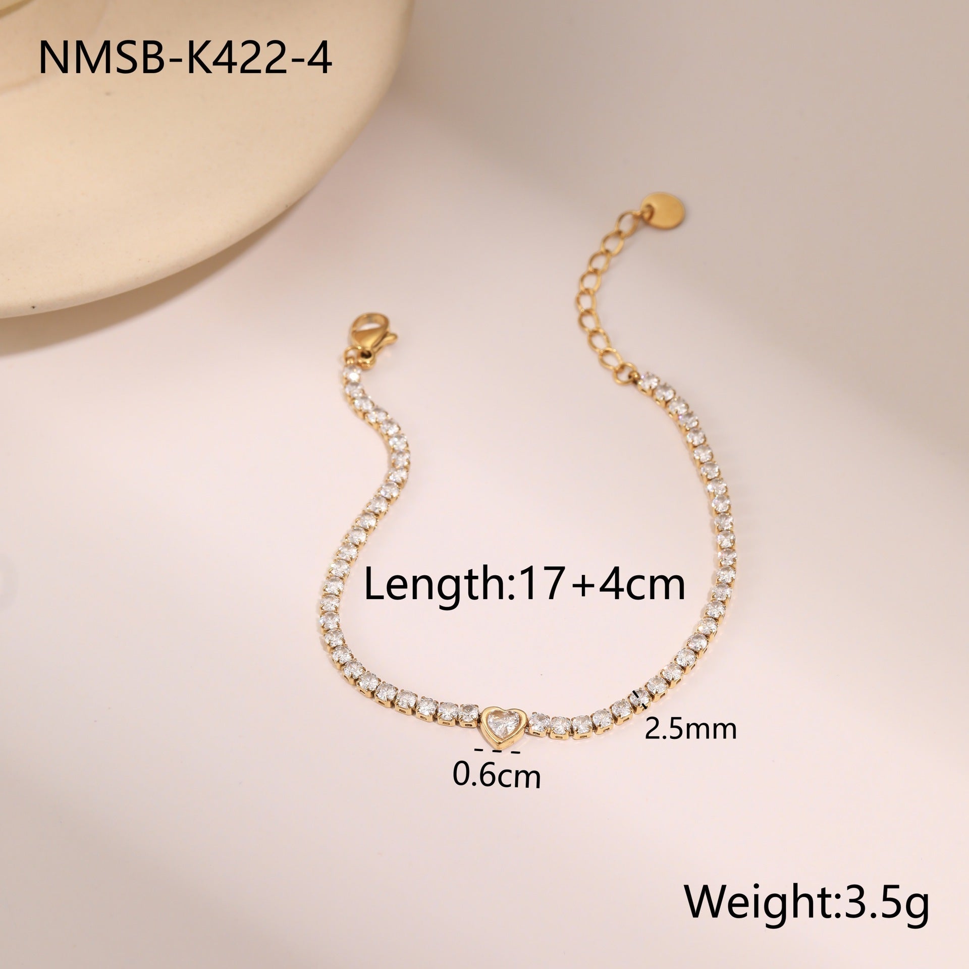 Titanium Steel Bracelet Inlaid Zircon Sweet