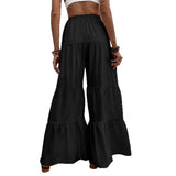 Pleated Elastic Waist Pants Female Wide-leg Casual Pants