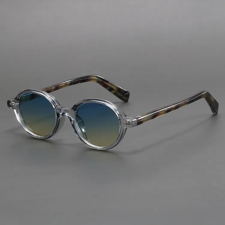 Retro Oval Black Frame Sun Shade Glasses